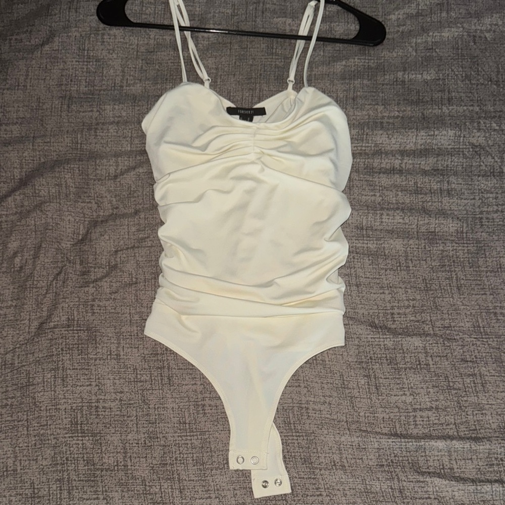 White Ruched Bodysuit